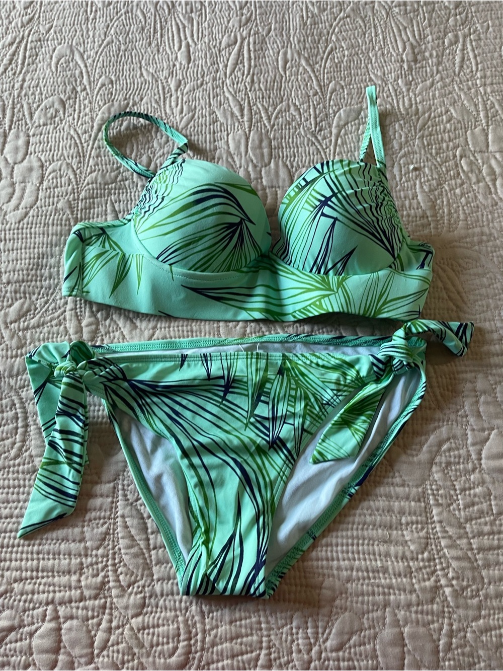 Roxy Mint Green Palm-Print Bikini Set